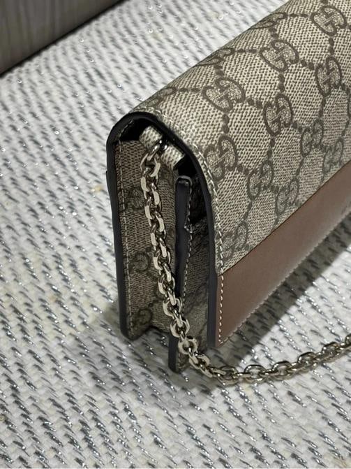 Gucci GG Emblem Wallet on Chain GG Supreme & Camel Brown Leather - 7