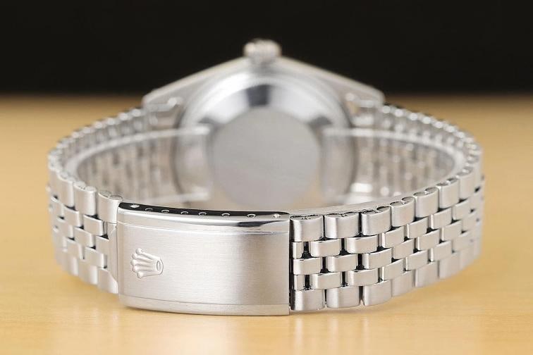 ROLEX MENS DATEJUST BLUE DIAMOND DIAL 18K WHITE GOLD STEEL WATCH w/ FOLDED BAND - 6