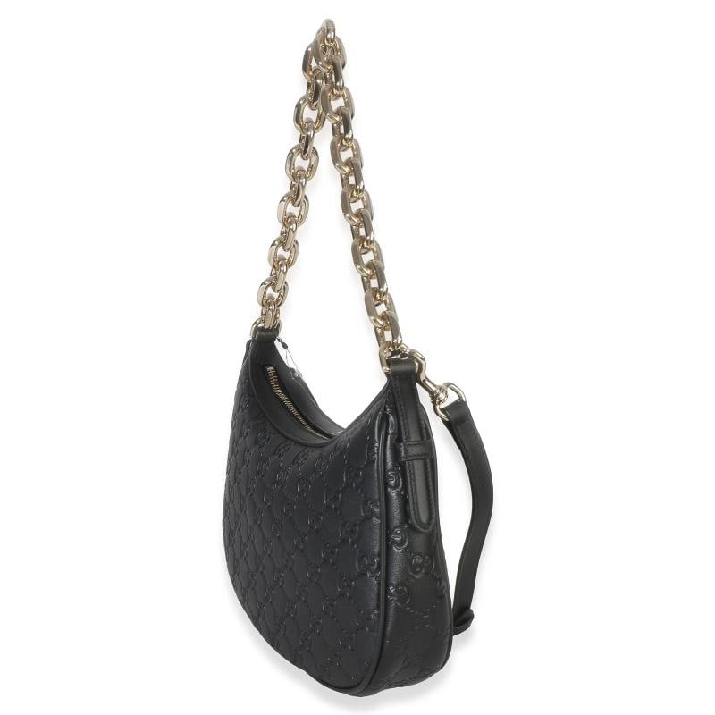 Gucci Black Embossed Calfskin GG Arabella Half Moon Shoulder Bag - 2