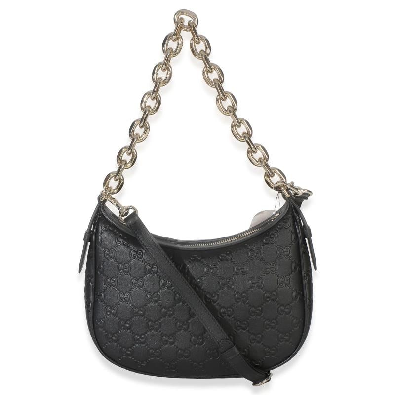Gucci Black Embossed Calfskin GG Arabella Half Moon Shoulder Bag - 4