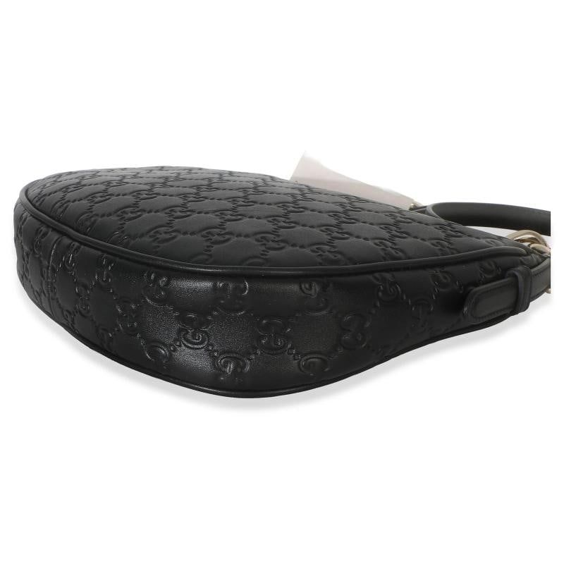 Gucci Black Embossed Calfskin GG Arabella Half Moon Shoulder Bag - 6