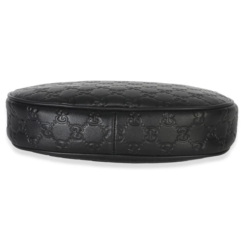Gucci Black Embossed Calfskin GG Arabella Half Moon Shoulder Bag - 8