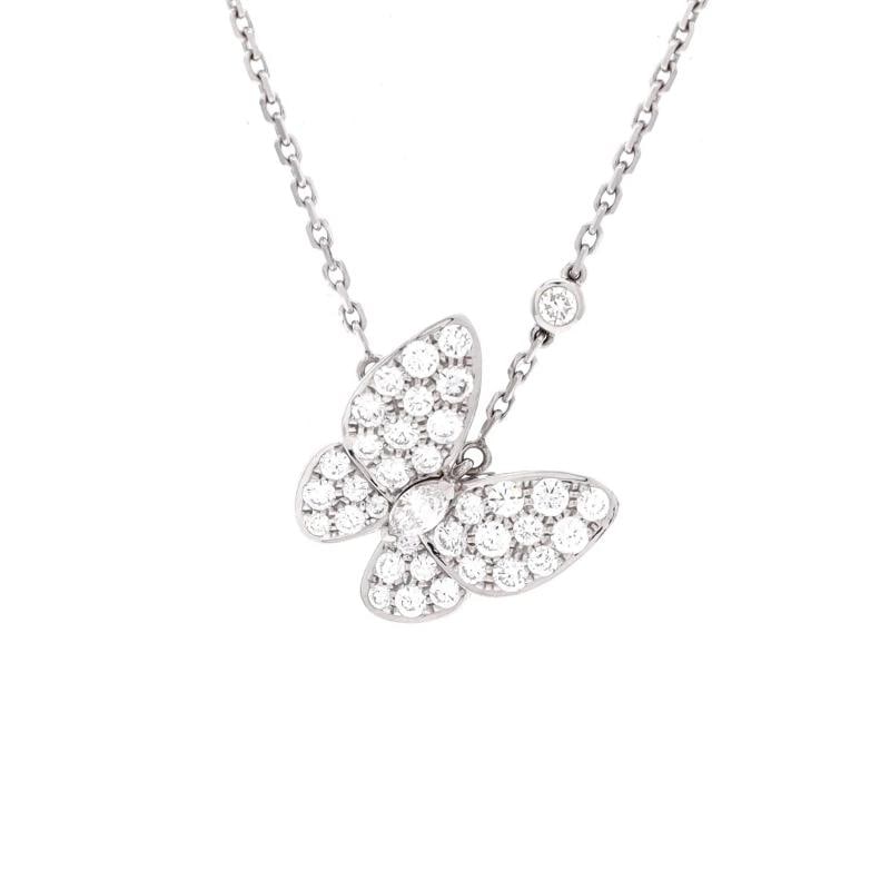 Van Cleef & Arpels Two Butterfly Pendant Necklace 18K White Gold and Diamonds: Condition: Pre-owned - Good,Brand: Van Cleef & Arpels,Main Stone: Diamond,Metal: 18K White Gold,Metal Purity: 18K,Style: Pendant,Type: Necklace,Color: White Gold,Material: 18K White Gold, Diamond Cond