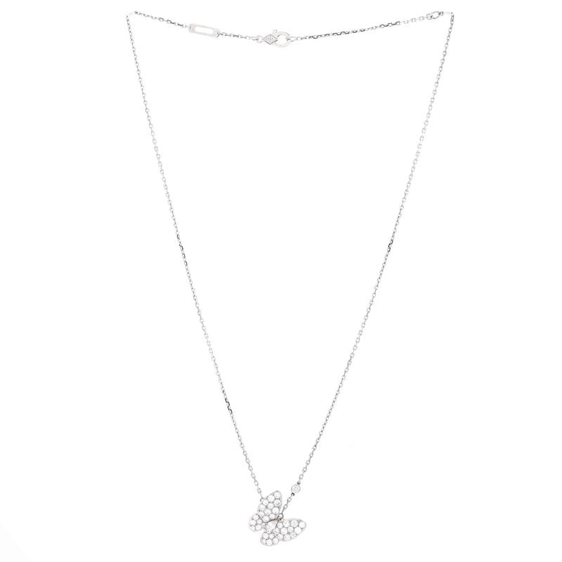 Van Cleef & Arpels Two Butterfly Pendant Necklace 18K White Gold and Diamonds - 2