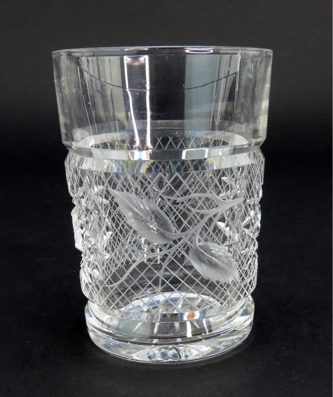 Dazzling American Brilliant Period Intaglio Cut Glass Water Pitcher w 4 Cups - 5