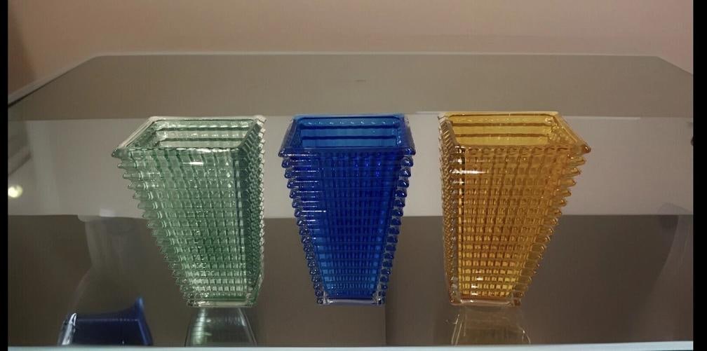 Set Of 3 Heavy Crystal Multi Color Vases Maker Not Baccarat H12Ã¢â‚¬Â - 3