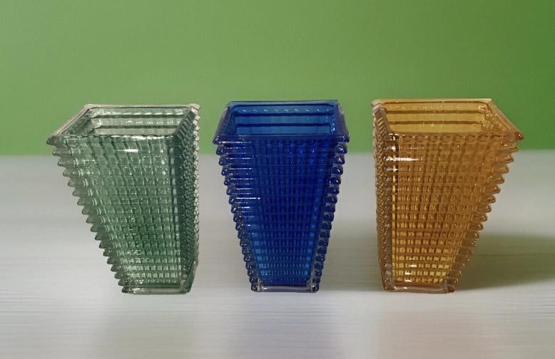 Set Of 3 Heavy Crystal Multi Color Vases Maker Not Baccarat H12Ã¢â‚¬Â - 6