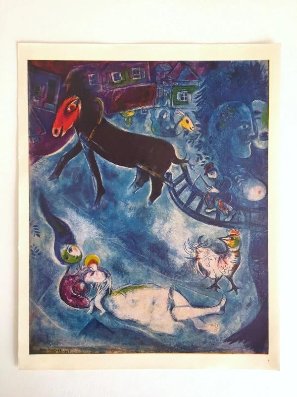 RARE VTG MID CENTURY 1960'S MARC CHAGALL COLOR LITHOGRAPH PRINTS FOLIO SET OF 6 - 10