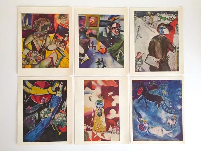 RARE VTG MID CENTURY 1960'S MARC CHAGALL COLOR LITHOGRAPH PRINTS FOLIO SET OF 6 - 11