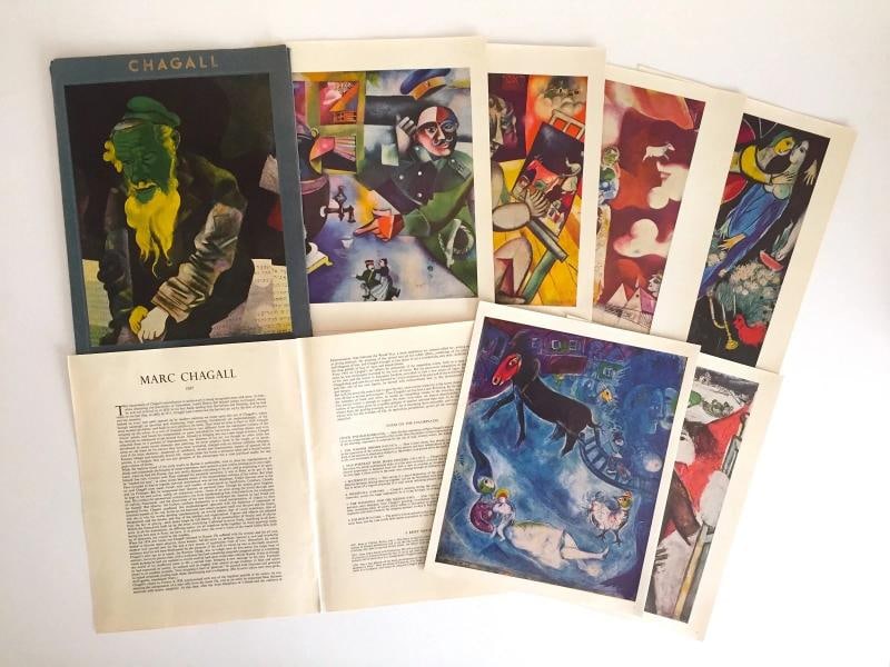 RARE VTG MID CENTURY 1960'S MARC CHAGALL COLOR LITHOGRAPH PRINTS FOLIO SET OF 6 - 2