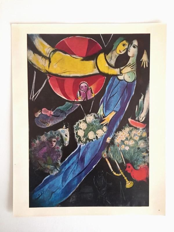 RARE VTG MID CENTURY 1960'S MARC CHAGALL COLOR LITHOGRAPH PRINTS FOLIO SET OF 6 - 8