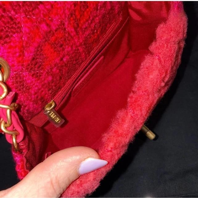 Chanel Shearling & Tweed Classic Square Mini Flap Bag in Fuchsia/Hot Pink - 10