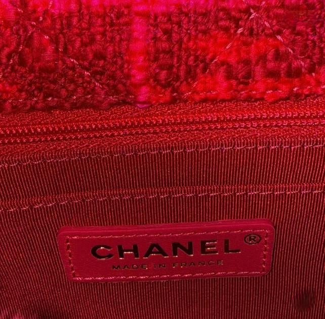 Chanel Shearling & Tweed Classic Square Mini Flap Bag in Fuchsia/Hot Pink - 11