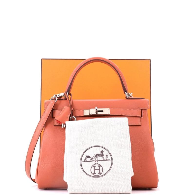 Hermes Kelly Handbag Verso Evercolor with Palladium Hardware 28 - 2