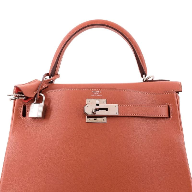 Hermes Kelly Handbag Verso Evercolor with Palladium Hardware 28 - 6