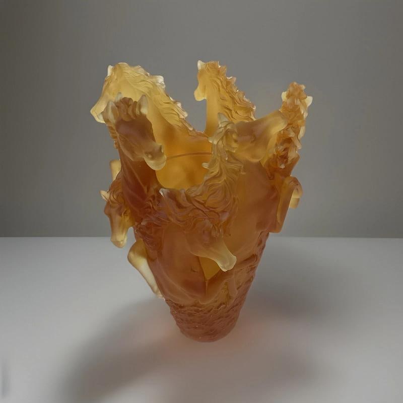 Xl Nancy Daum Style Crystal Amber Horse VasH9Ã¢â‚¬Â Heavy Art G - 3