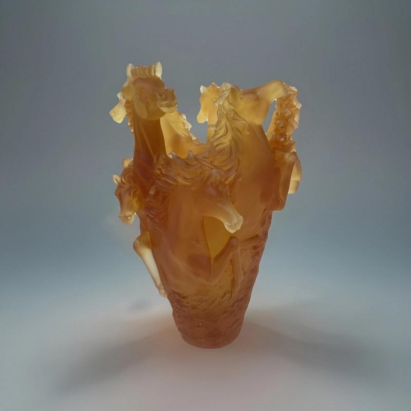 Xl Nancy Daum Style Crystal Amber Horse VasH9Ã¢â‚¬Â Heavy Art G - 4