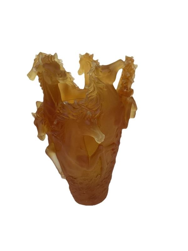 Xl Nancy Daum Style Crystal Amber Horse VasH9Ã¢â‚¬Â Heavy Art G - 7
