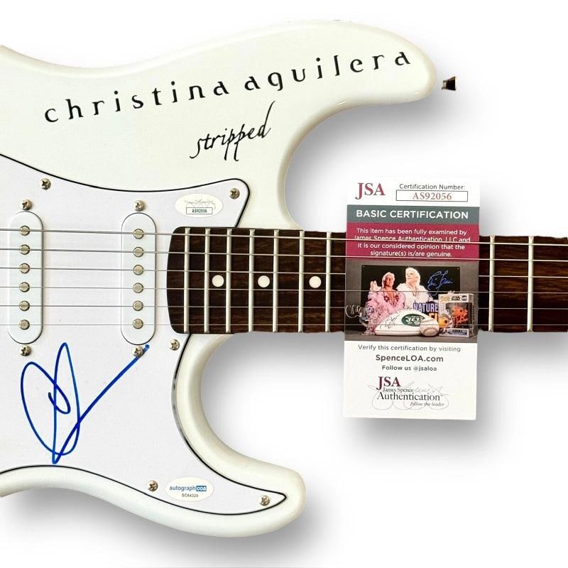 Christina Aguilera Signed Guitar Custom 1/1 Graphics JSA COA Stripped - 2