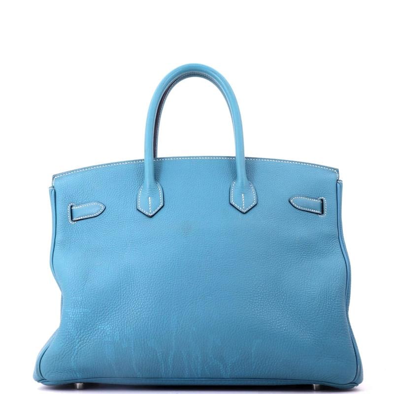 Hermes Birkin Handbag Blue Togo with Palladium Hardware 35 - 3