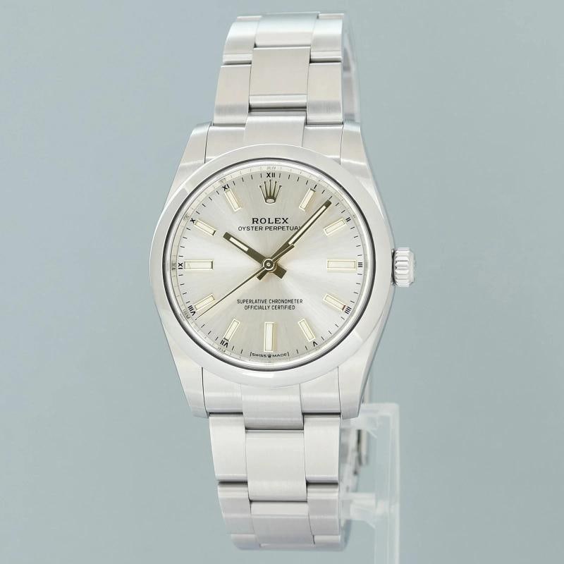 2021 MINT PAPERS Rolex Oyster Perpetual 34mm Silver Oyster Watch 124200 Watch - 3