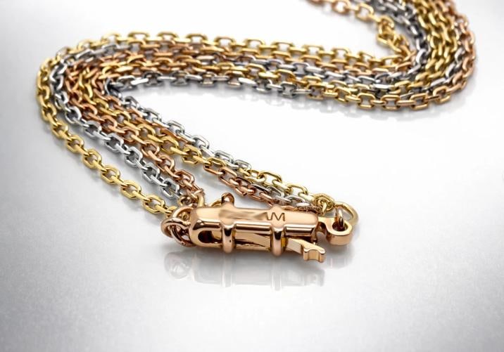 Cartier Trinity Tri-Color Gold Chain Necklace 18K 56cm Pouch - 3