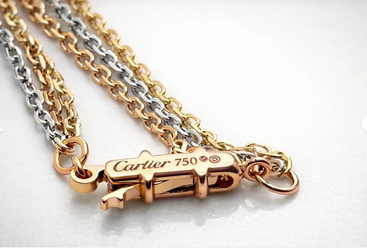 Cartier Trinity Tri-Color Gold Chain Necklace 18K 56cm Pouch - 4