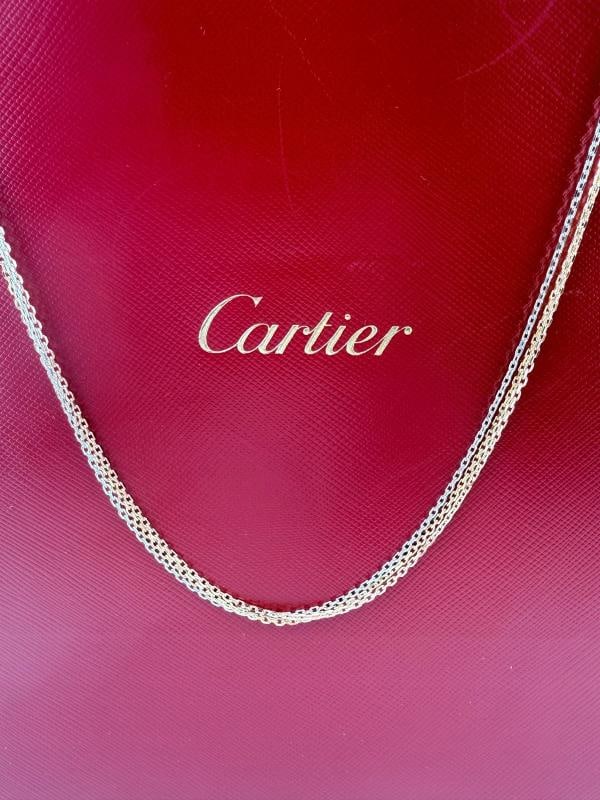 Cartier Trinity Tri-Color Gold Chain Necklace 18K 56cm Pouch - 9