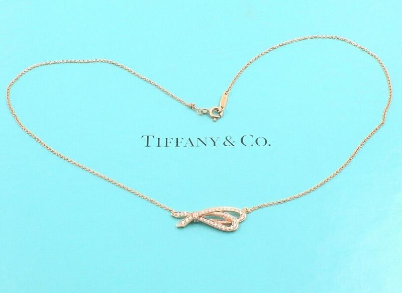 Tiffany & Co. Rose Gold Diamond Bow Pendant 18K - 2
