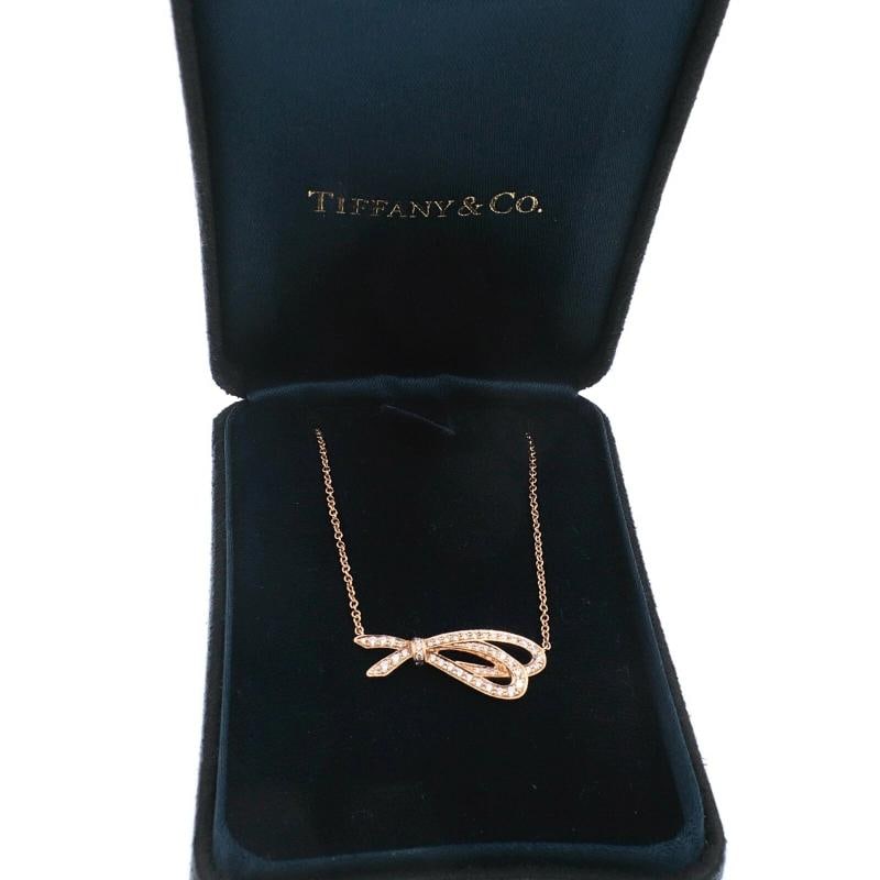 Tiffany & Co. Rose Gold Diamond Bow Pendant 18K - 3