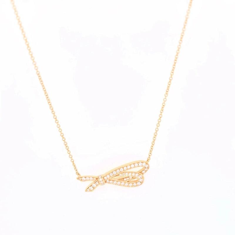 Tiffany & Co. Rose Gold Diamond Bow Pendant 18K - 5