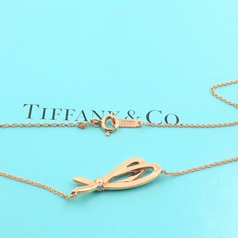 Tiffany & Co. Rose Gold Diamond Bow Pendant 18K - 6