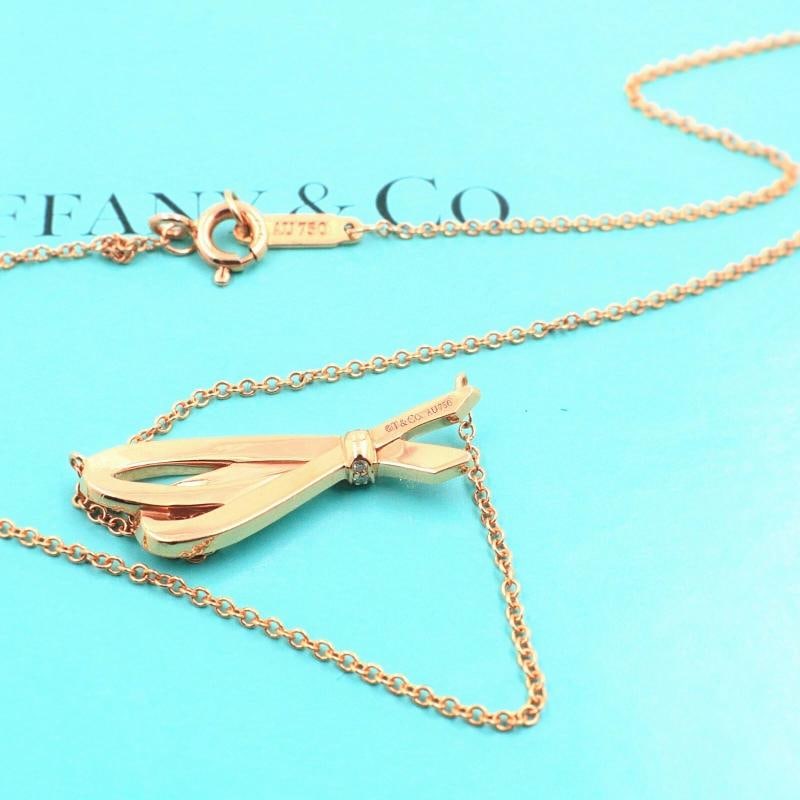 Tiffany & Co. Rose Gold Diamond Bow Pendant 18K - 8