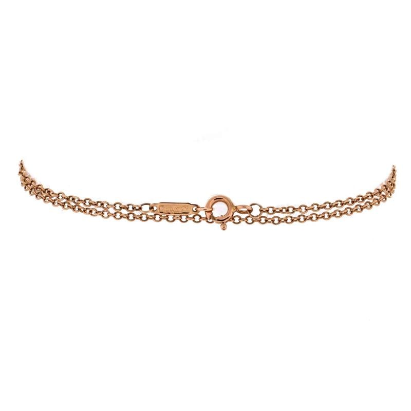 Tiffany & Co. T Double Chain Bracelet 18K Rose Gold and Diamonds Medium - 3