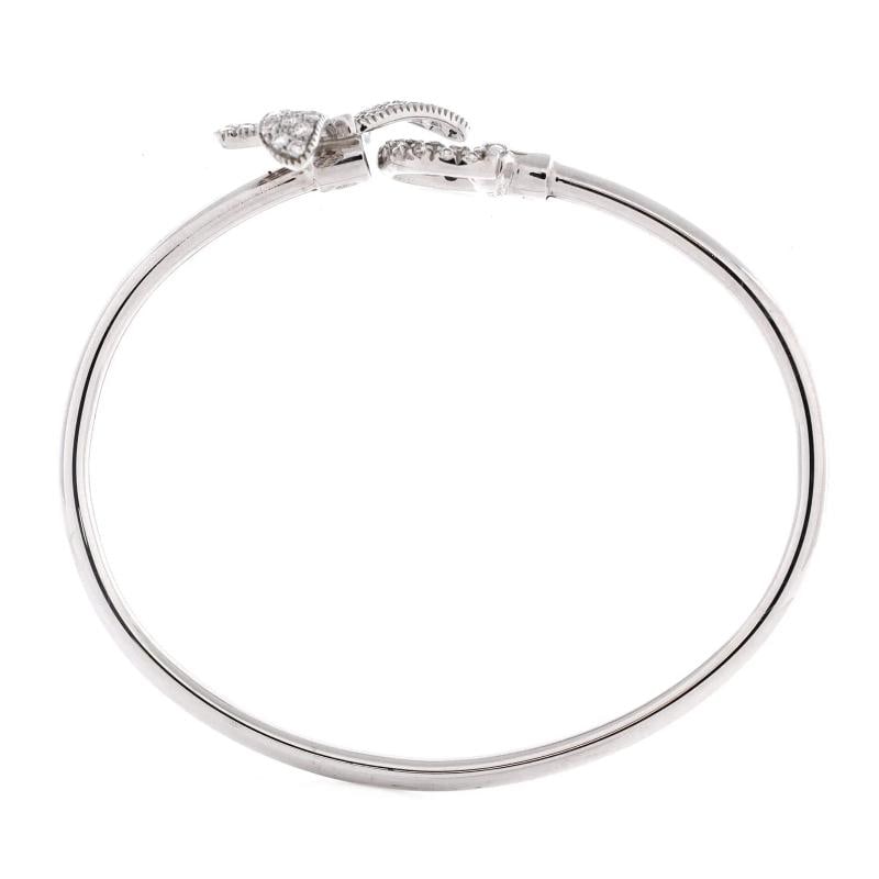 Gucci Flora Horsebit Butterfly Bangle Bracelet 18K White Gold and Diamonds - 2