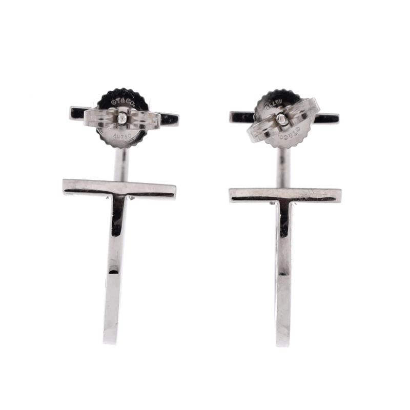 Tiffany & Co. T Wire Hoop Earrings 18K White Gold Medium - 3