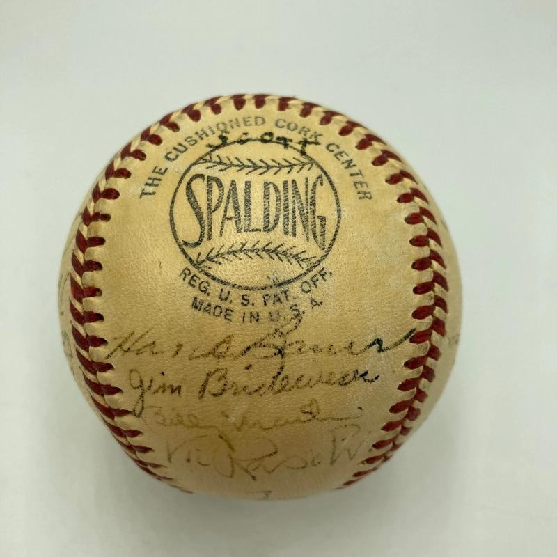1951 Yankees World Series Champs Team Signed Baseball Mickey Mantle Rookie PSA - 4