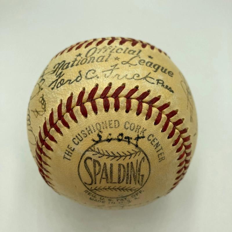 1951 Yankees World Series Champs Team Signed Baseball Mickey Mantle Rookie PSA - 7