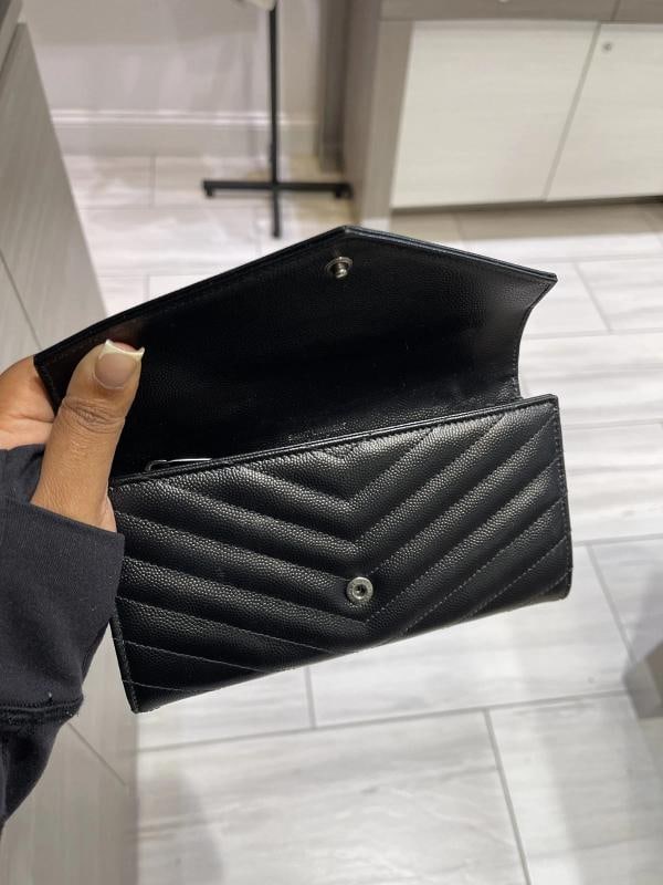 YSL Saint Laurent Monogram Large Flap Wallet in Grained Leather - 6
