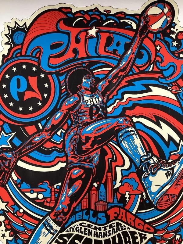 Julius Erving Signed Pearl Jam Poster Ames Philadelphia 9/9/24 Autograph BAS - 2