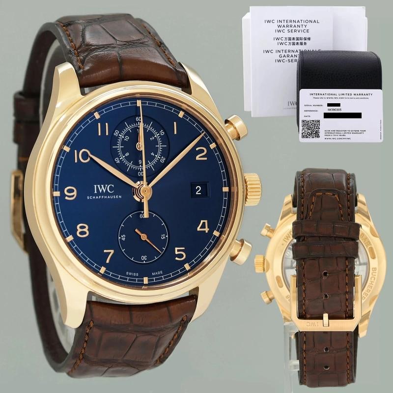 2023 PAPERS MINT IWC Schaffhausen Portugieser Chronograph Bucherer 42mm BLUE - 8