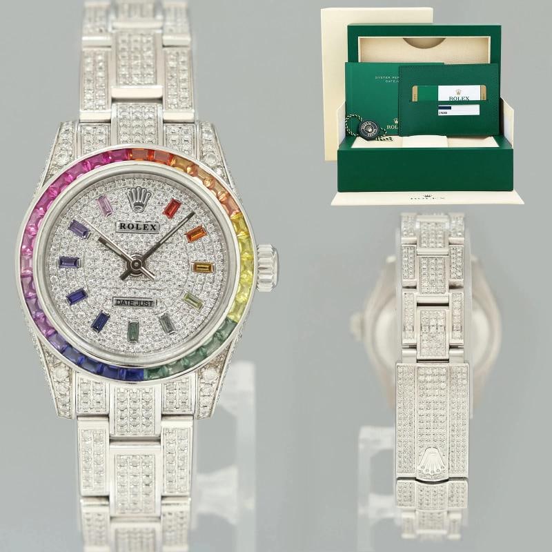 PAPERS DIAMOND SAPPHIRE Rolex Oyster Perpetual 26mm Diamond Dial 176200 Watch: Condition: Pre-owned - Excellent,Brand: Rolex,Department: Unisex Adults,Type: Wristwatch,Model: Ladies Rolex,Reference Number: 176200,With Original Box/Packaging: Yes,With Papers: Original,Customized: