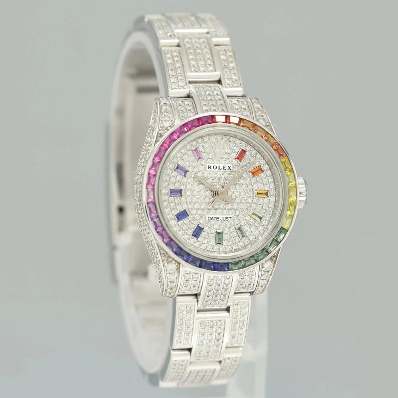 PAPERS DIAMOND SAPPHIRE Rolex Oyster Perpetual 26mm Diamond Dial 176200 Watch - 3