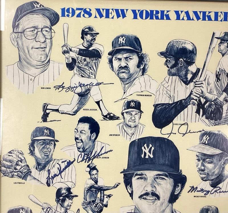 1978 WSC Yankees Team Signed Framed Burger King Poster w/27 Signatures Including Reggie Jackson &... - 2