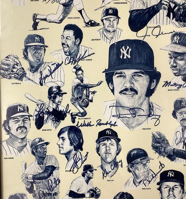 1978 WSC Yankees Team Signed Framed Burger King Poster w/27 Signatures Including Reggie Jackson &... - 5