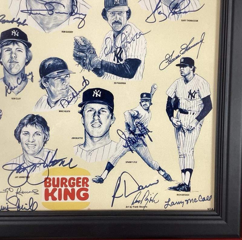 1978 WSC Yankees Team Signed Framed Burger King Poster w/27 Signatures Including Reggie Jackson &... - 7