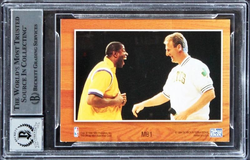 Magic Johnson & Larry Bird Signed 1993 Hoops #MB1 (Beckett 10 Auto) - 2