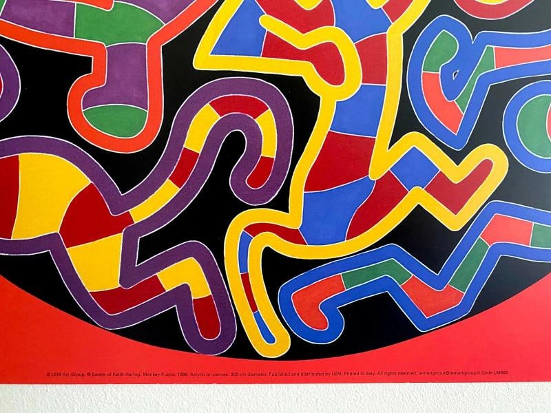KEITH HARING ESTATE RARE 1999 LITHOGRAPH PRINT POP ART POSTER MONKEY PUZZLE 1988 - 9