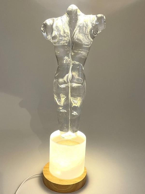 VINTAGE HUGE MURANO NUDE BODY/TORSO ITALIAN GLASS SCULPTURE SIGNED W/ LIGHT - 10
