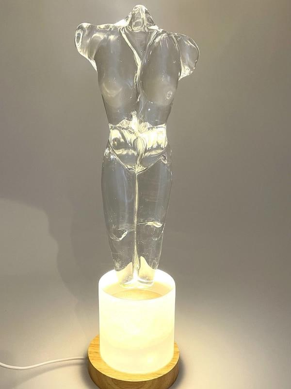 VINTAGE HUGE MURANO NUDE BODY/TORSO ITALIAN GLASS SCULPTURE SIGNED W/ LIGHT - 2